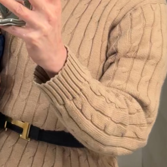 TAN COLOR Ralph Lauren Cotton Cable Knit Sweater - Picture 5 of 5